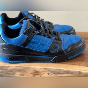 Louis Vuitton Men's Black and Electric Blue Sneakers
